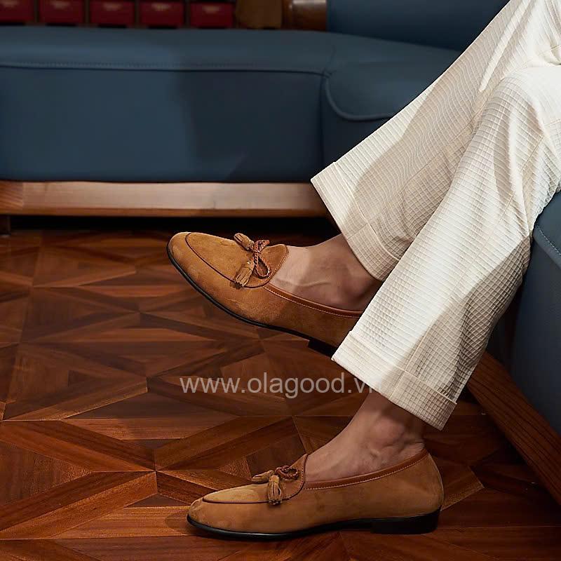 Giày loafer tassel belgian da lộn cao cấp - ZLTB019B - Hình ảnh 13