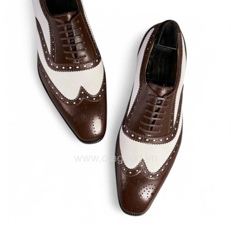 Giày oxford spectator wingtip da bê - ZOF013B - Hình ảnh 8