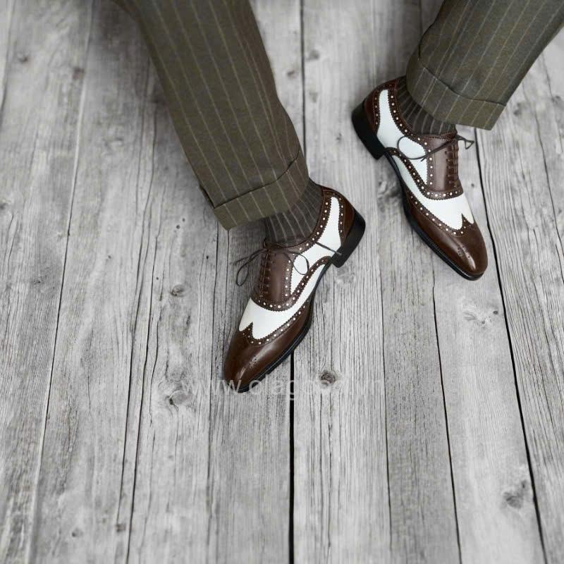 Giày oxford spectator wingtip da bê - ZOF013B - Hình ảnh 12