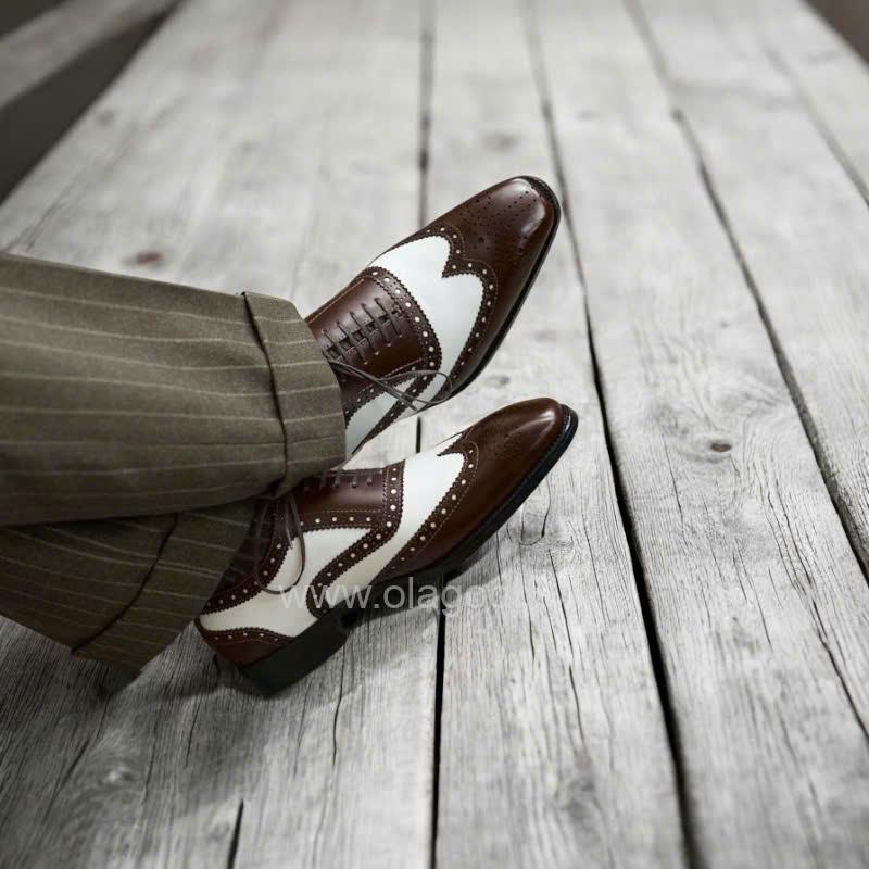 Giày oxford spectator wingtip da bê - ZOF013B - Hình ảnh 15