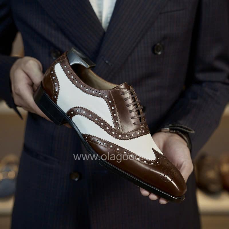 Giày oxford spectator wingtip da bê - ZOF013B - Hình ảnh 10