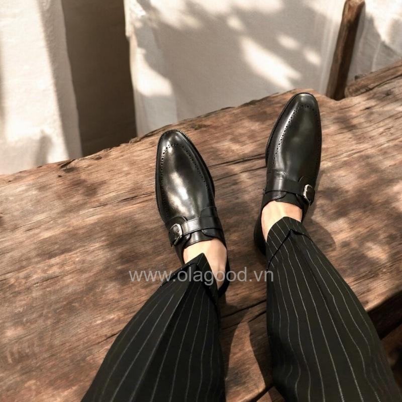 Giày single monktrap da bê cao cấp - ZSM012B - Hình ảnh 12