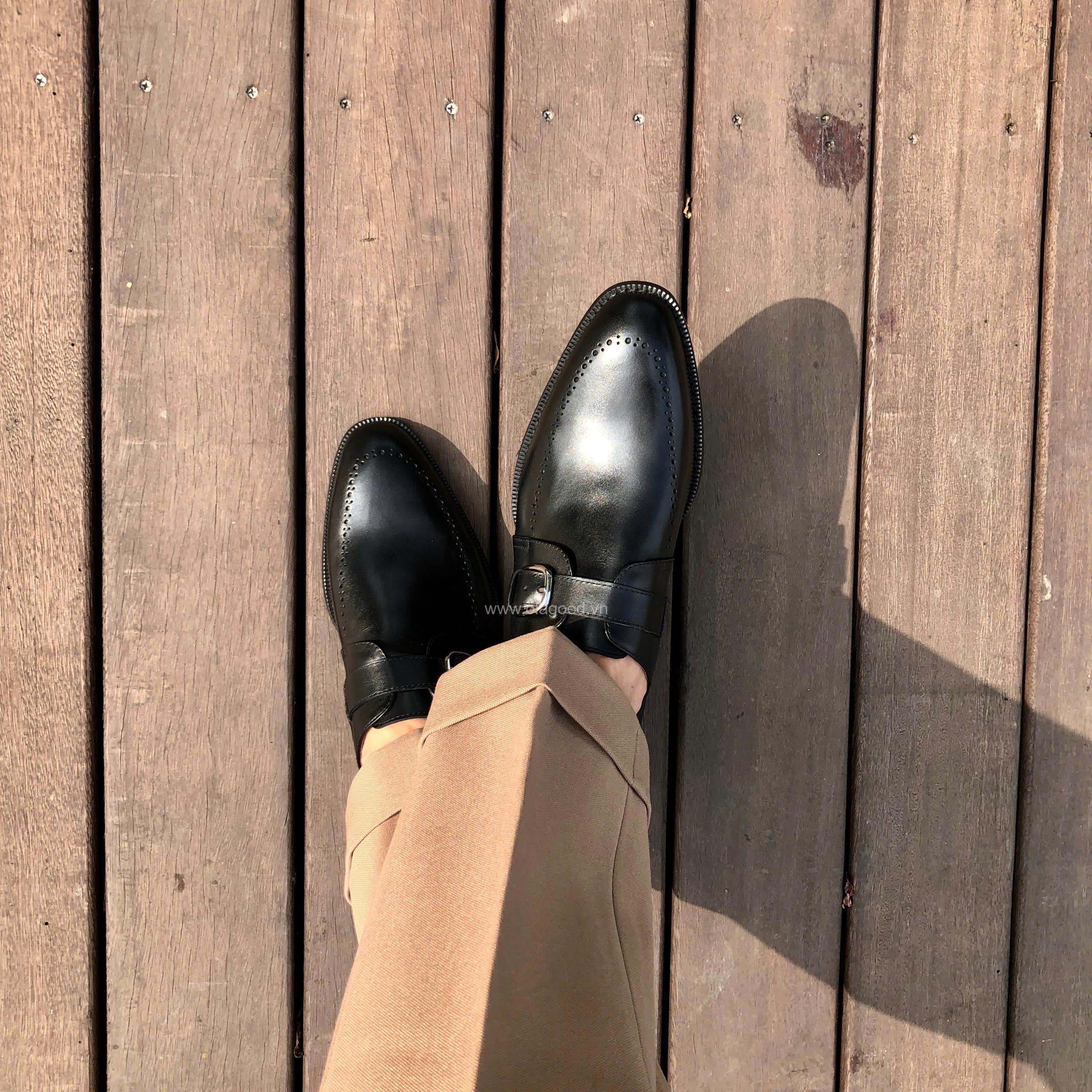 Giày single monktrap da bê cao cấp - ZSM012B - Hình ảnh 13