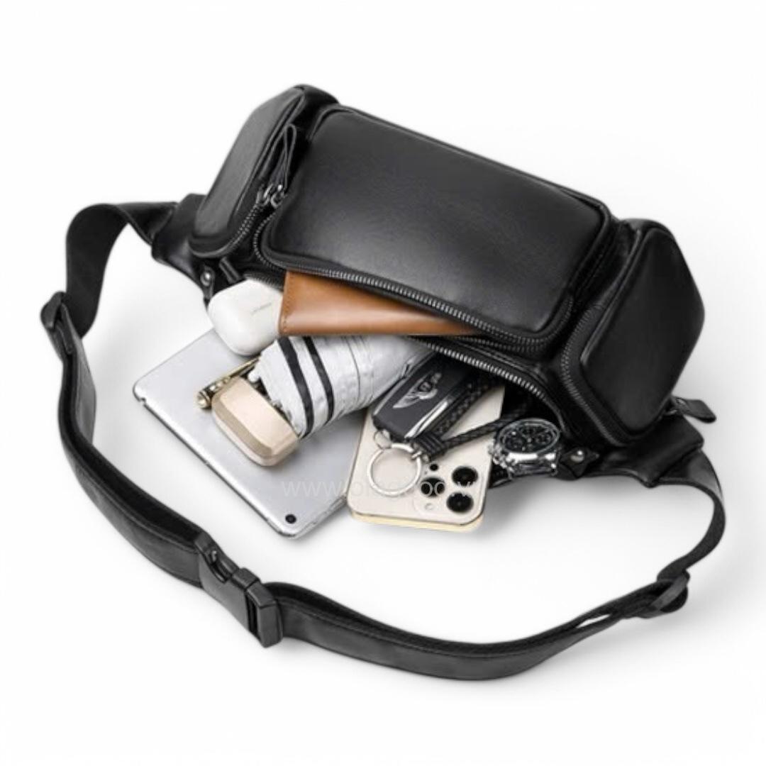 Túi đeo chéo bao tử da bò cao cấp - BT013B - Hình ảnh 10