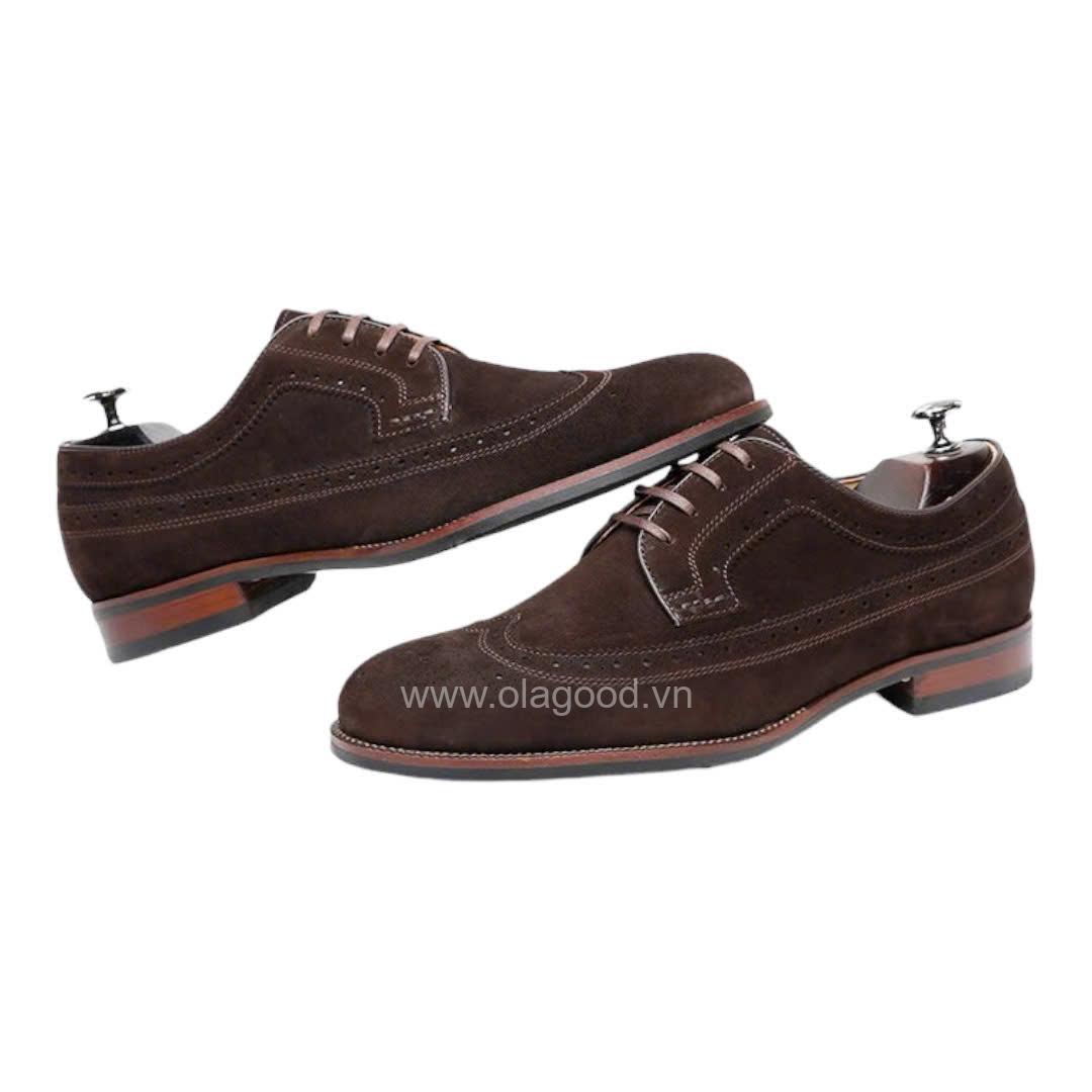 Giày derby longwing da cashmere pháp cao cấp - ZDL016B - Hình ảnh 11