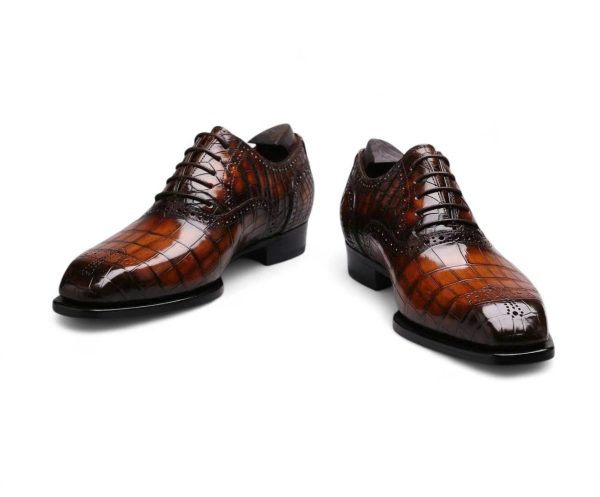 Giày Oxford Plain Toe Medallion Da Cá Sấu Nile Nhập Khẩu – Goodyear Handmade - GOGY0135S - Hình ảnh 5