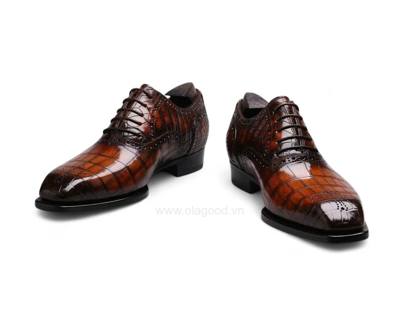 Giày Oxford Plain Toe Medallion Da Cá Sấu Nile Nhập Khẩu – Goodyear Handmade - GOGY0135S - Hình ảnh 5