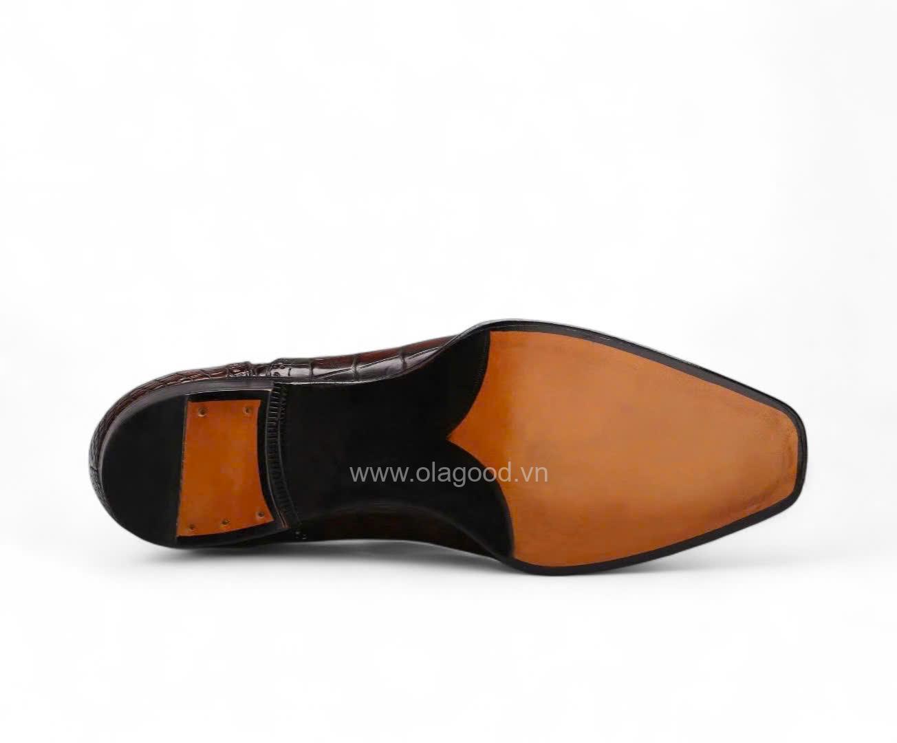 Giày Oxford Plain Toe Medallion Da Cá Sấu Nile Nhập Khẩu – Goodyear Handmade - GOGY0135S - Hình ảnh 7
