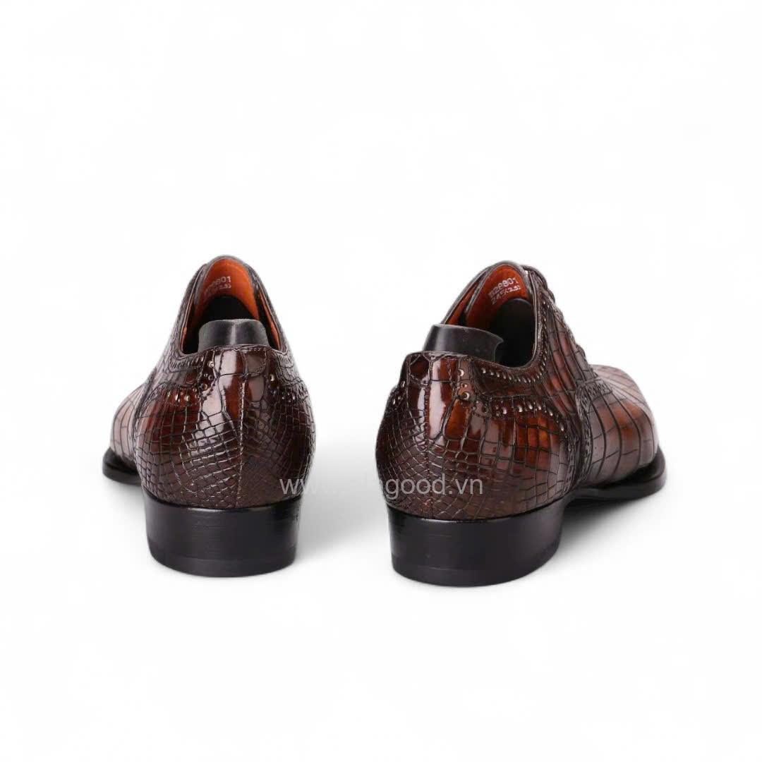 Giày Oxford Plain Toe Medallion Da Cá Sấu Nile Nhập Khẩu – Goodyear Handmade - GOGY0135S - Hình ảnh 6