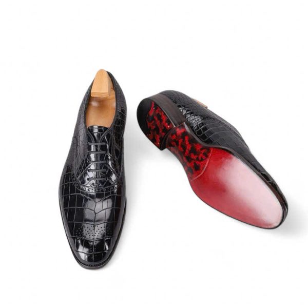 Giày Oxford Plain Toe Medallion da cá sấu nile cao cấp - Cấu trúc goodyear handmade - GOGY0137S - Hình ảnh 6