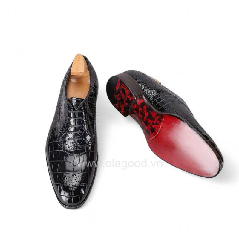 Giày Oxford Plain Toe Medallion da cá sấu nile cao cấp - Cấu trúc goodyear handmade - GOGY0137S - Hình ảnh 6