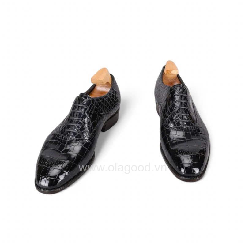 Giày Oxford Plain Toe Medallion da cá sấu nile cao cấp - Cấu trúc goodyear handmade - GOGY0137S - Hình ảnh 5