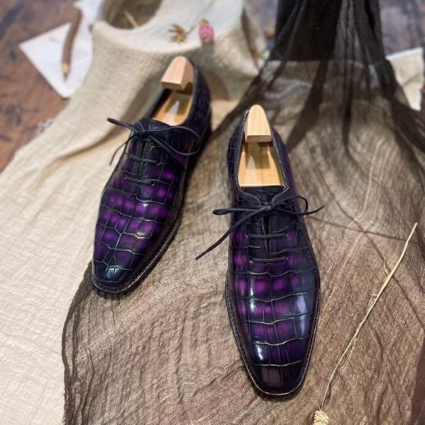 Giày Oxford wholecut da cá sấu nile phối da bê Pháp nhập khẩu - Cấu trúc norwegian handmade - GOWN0140S - Hình ảnh 7