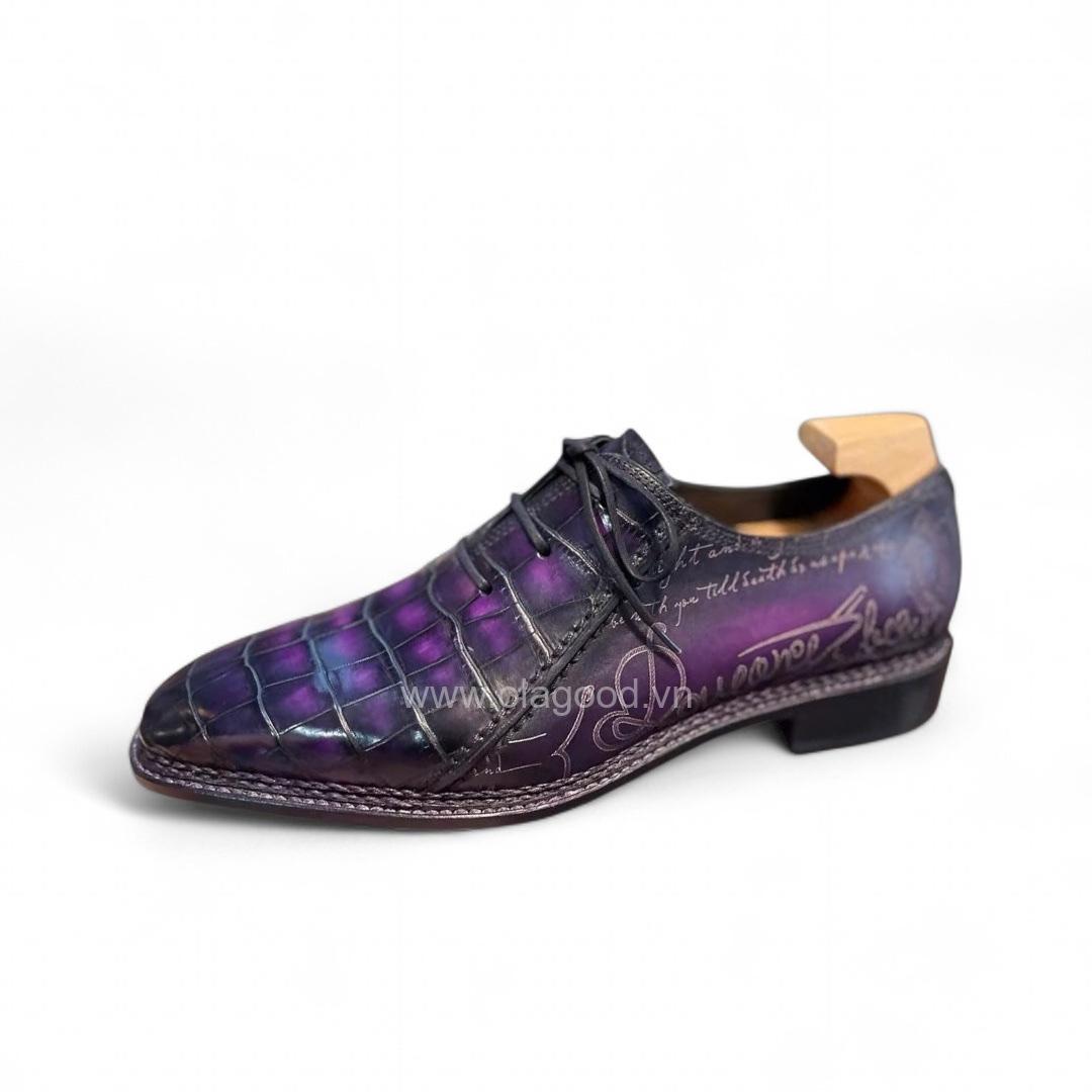 Giày Oxford wholecut da cá sấu nile phối da bê Pháp nhập khẩu - Cấu trúc norwegian handmade - GOWN0140S - Hình ảnh 5
