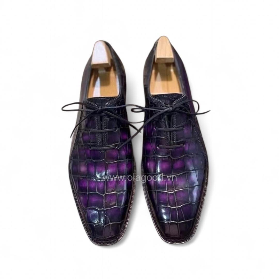 Giày Oxford wholecut da cá sấu nile phối da bê Pháp nhập khẩu - Cấu trúc norwegian handmade - GOWN0140S