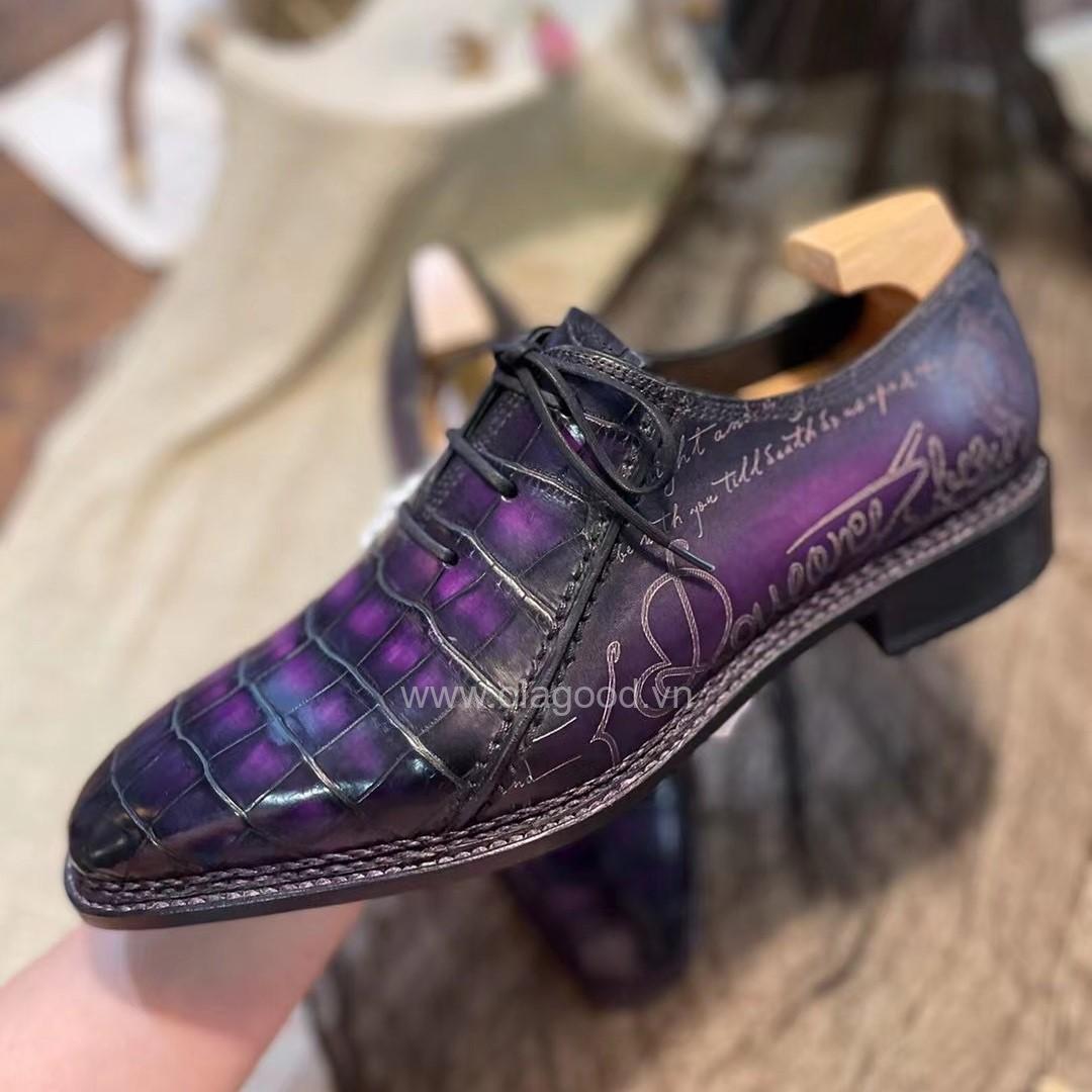 Giày Oxford wholecut da cá sấu nile phối da bê Pháp nhập khẩu - Cấu trúc norwegian handmade - GOWN0140S - Hình ảnh 9