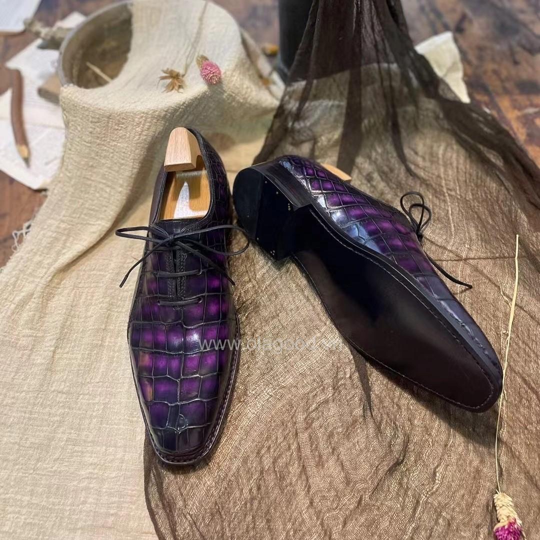 Giày Oxford wholecut da cá sấu nile phối da bê Pháp nhập khẩu - Cấu trúc norwegian handmade - GOWN0140S - Hình ảnh 10