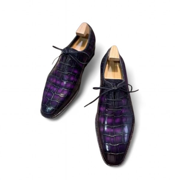 Giày Oxford wholecut da cá sấu nile phối da bê Pháp nhập khẩu - Cấu trúc norwegian handmade - GOWN0140S - Hình ảnh 3