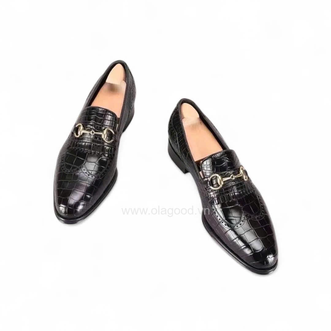 Giày loafer Penny Kiltie da cá sấu nile nhập khẩu - Cấu trúc goodyear handmade - GLKGY0144S - Hình ảnh 4