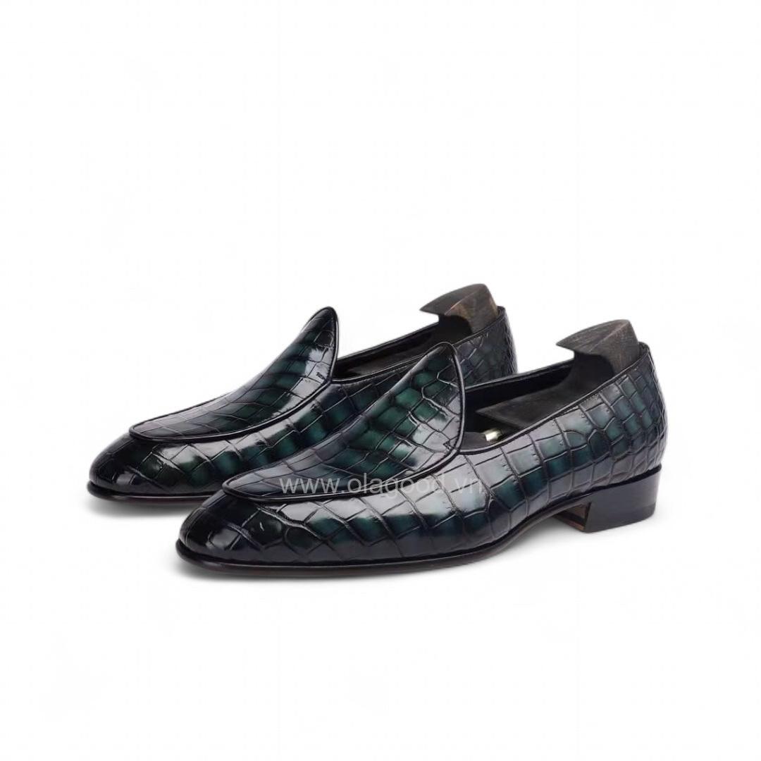 Giày loafer belgian da cá sấu nile nhập khẩu - Cấu trúc Mckay handmade - GLBM011S - Hình ảnh 3