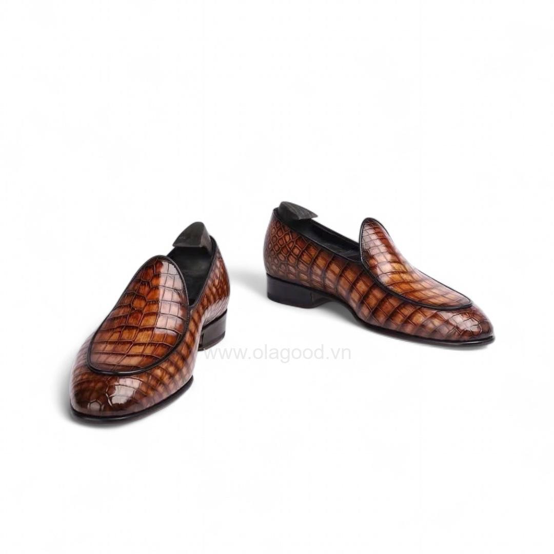Giày loafer belgian da cá sấu nile nhập khẩu - Cấu trúc Mckay handmade - GLBM011S - Hình ảnh 5