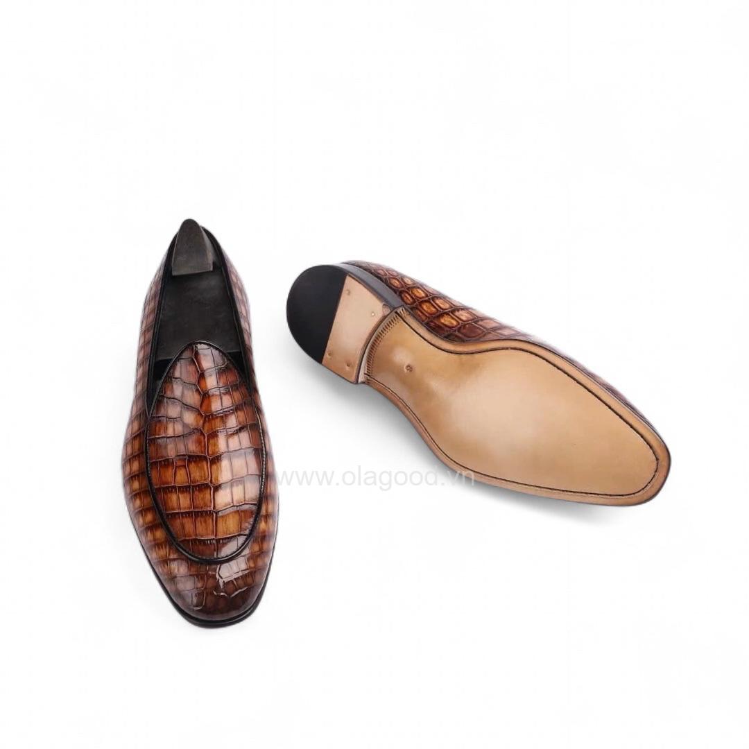 Giày loafer belgian da cá sấu nile nhập khẩu - Cấu trúc Mckay handmade - GLBM011S - Hình ảnh 7