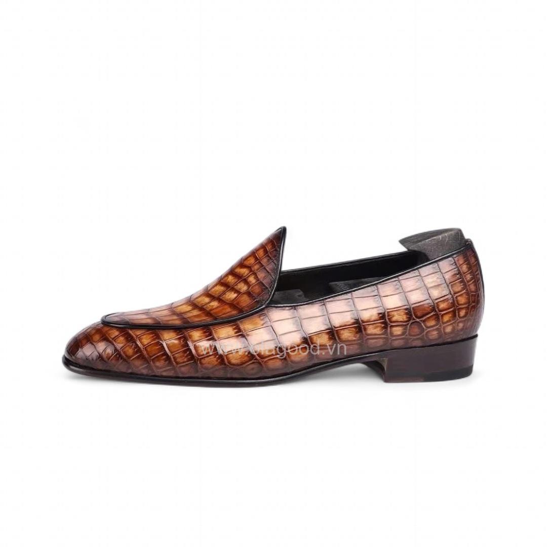 Giày loafer belgian da cá sấu nile nhập khẩu - Cấu trúc Mckay handmade - GLBM011S - Hình ảnh 6