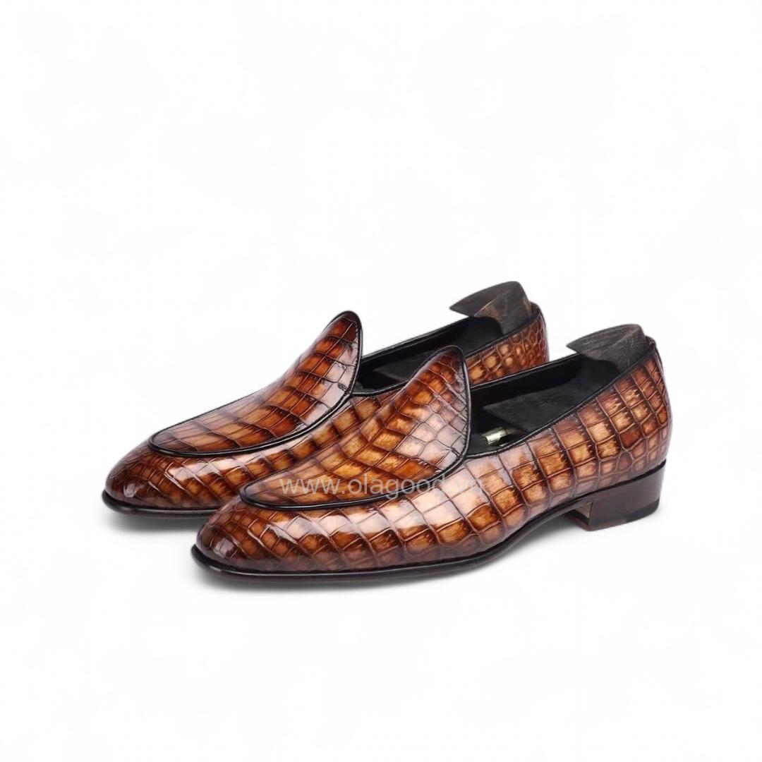 Giày loafer belgian da cá sấu nile nhập khẩu - Cấu trúc Mckay handmade - GLBM011S