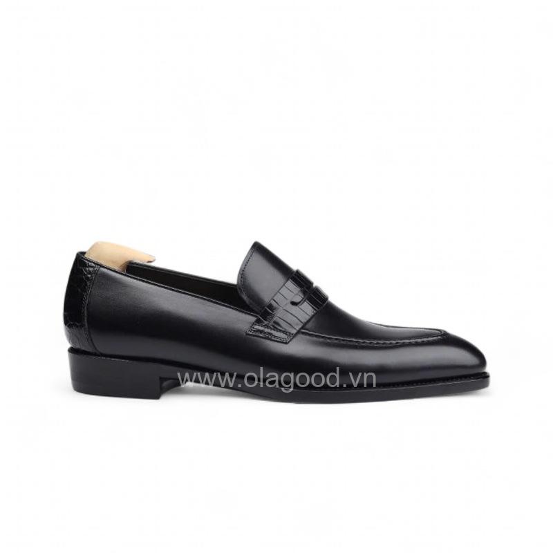 Giày loafer penny da bê pháp phối da cá sấu nile cao cấp - GLPGY0138S - Hình ảnh 3