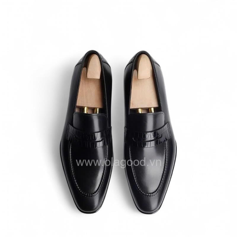 Giày loafer penny da bê pháp phối da cá sấu nile cao cấp - GLPGY0138S - Hình ảnh 4