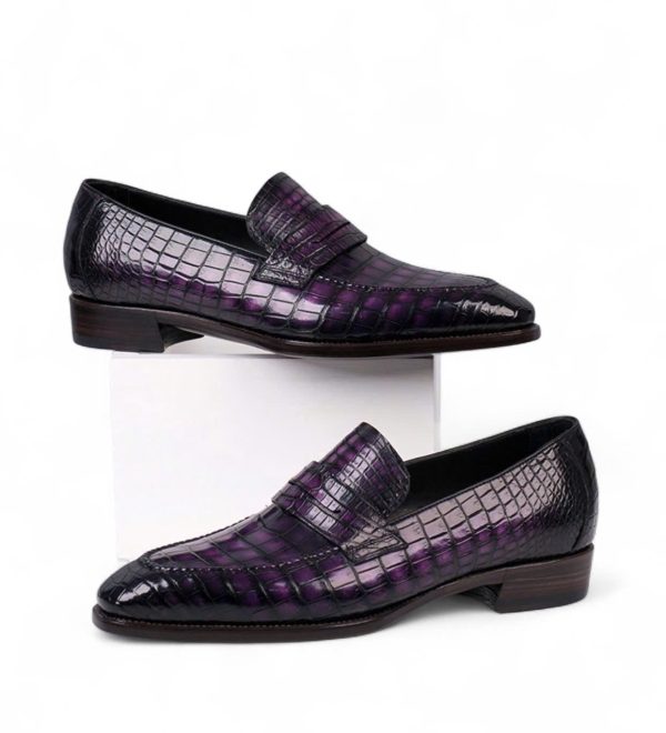 Giày loafer funny da cá sấu nile cao cấp - Cấu trúc goodyear handmade - GFGY0134S - Hình ảnh 9