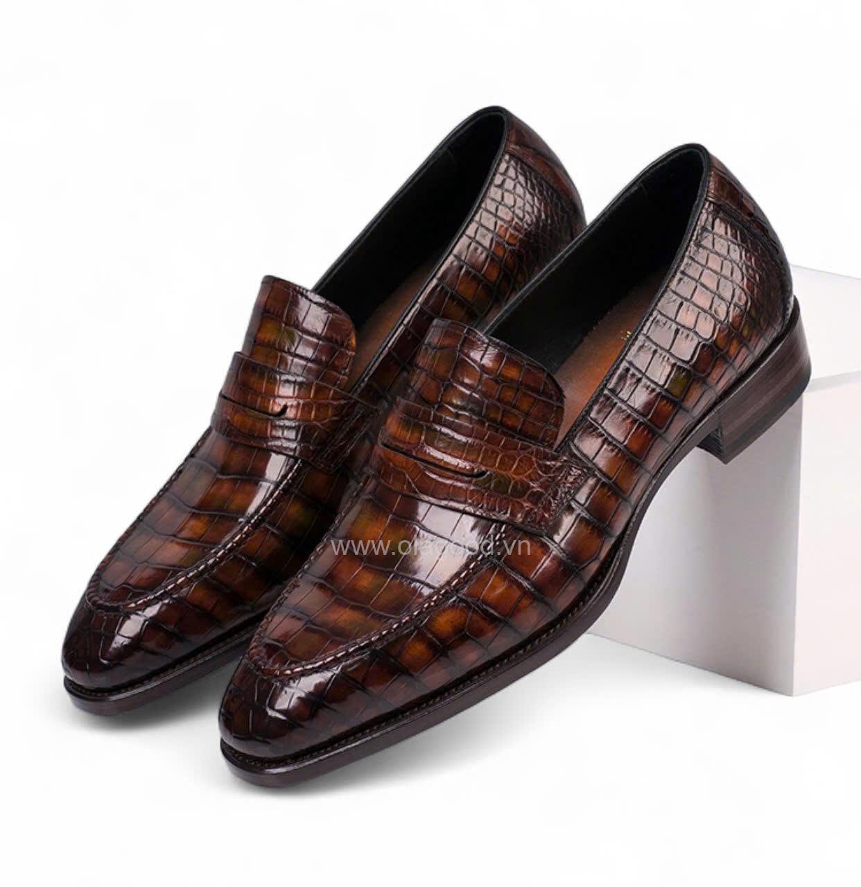 Giày loafer Penny da cá sấu nile cao cấp - Cấu trúc goodyear handmade - GPGY0134S - Hình ảnh 6