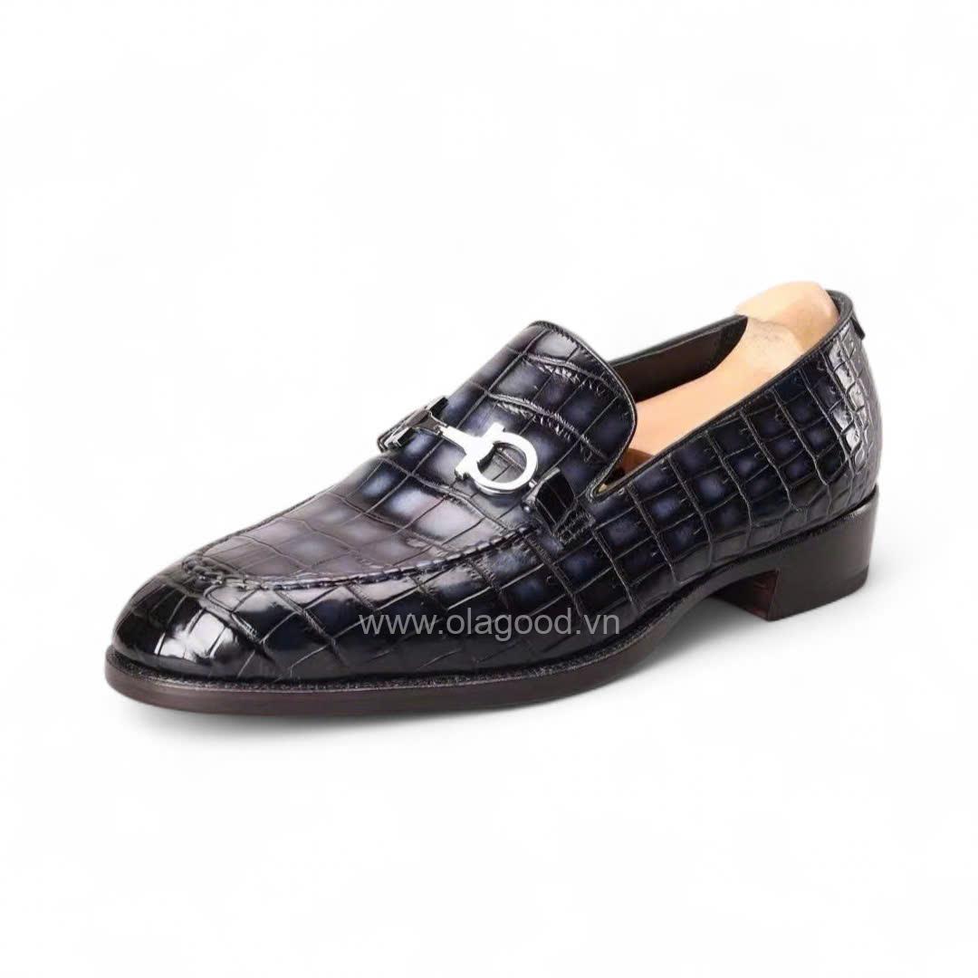Giày loafer penny da cá sấu nhập khẩu- Cấu trúc goodyear handmade - GLPGY0145S