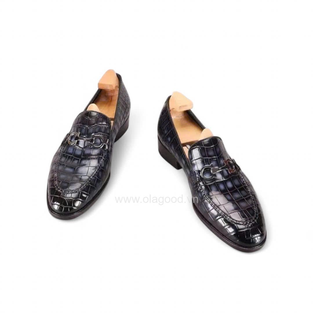 Giày loafer penny da cá sấu nhập khẩu- Cấu trúc goodyear handmade - GLPGY0145S - Hình ảnh 5