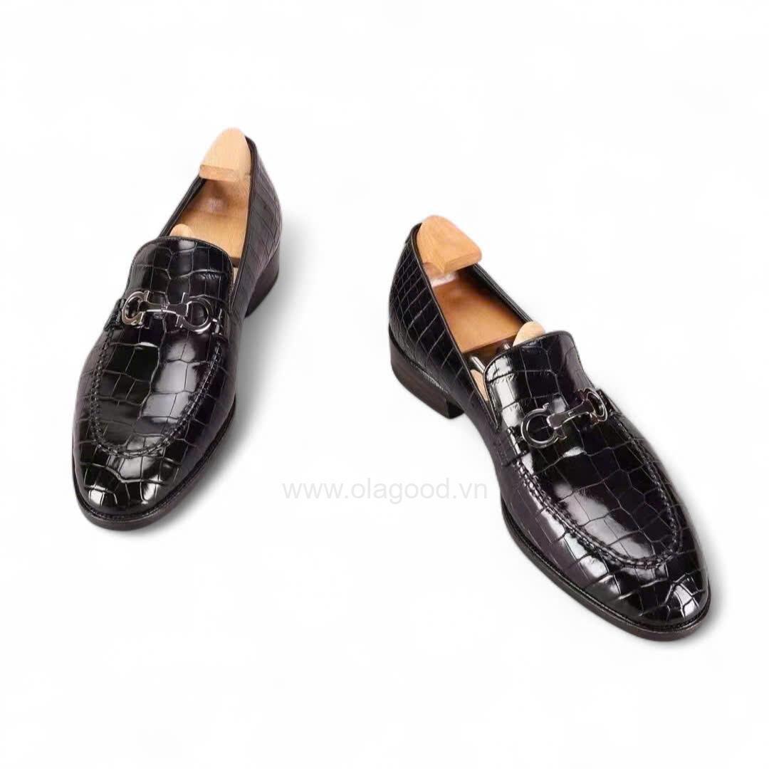 Giày loafer penny da cá sấu nhập khẩu- Cấu trúc goodyear handmade - GLPGY0145S - Hình ảnh 9