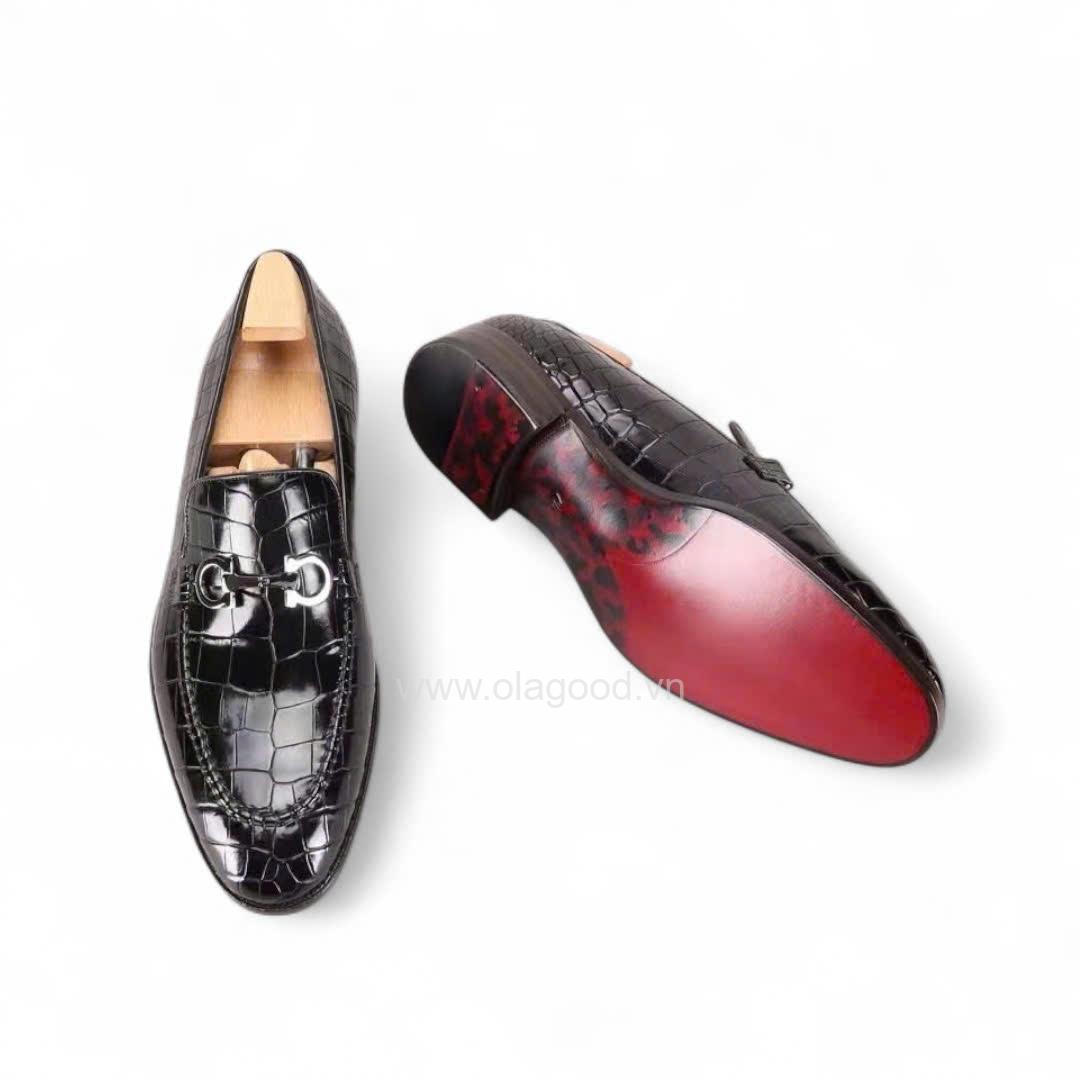 Giày loafer penny da cá sấu nhập khẩu- Cấu trúc goodyear handmade - GLPGY0145S - Hình ảnh 10
