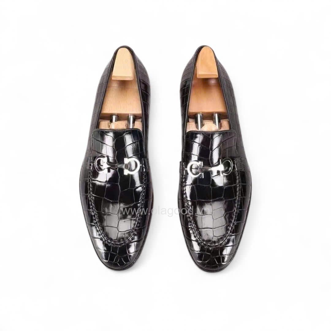 Giày loafer penny da cá sấu nhập khẩu- Cấu trúc goodyear handmade - GLPGY0145S - Hình ảnh 8