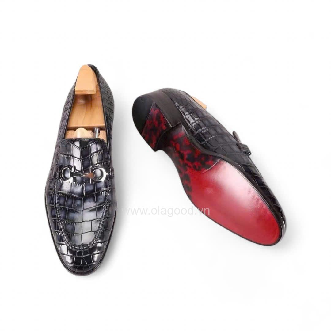 Giày loafer penny da cá sấu nhập khẩu- Cấu trúc goodyear handmade - GLPGY0145S - Hình ảnh 6