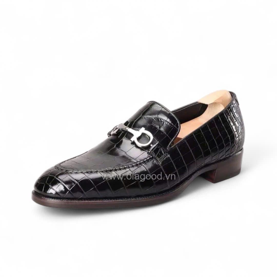 Giày loafer penny da cá sấu nhập khẩu- Cấu trúc goodyear handmade - GLPGY0145S - Hình ảnh 3