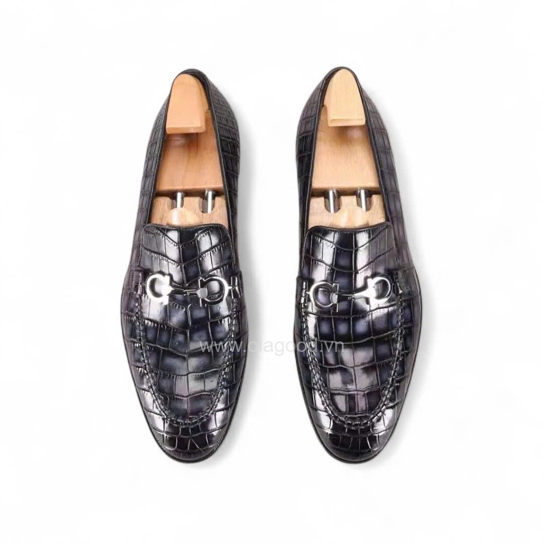 Giày loafer penny da cá sấu nhập khẩu- Cấu trúc goodyear handmade - GLPGY0145S - Hình ảnh 4