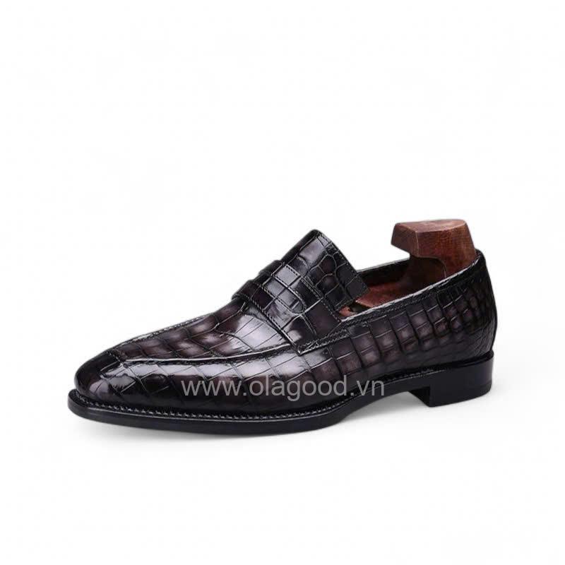 Giày loafer penny da cá sấu nile - Goodyear handmade, lên màu patina - GLPGY0146S - Hình ảnh 3