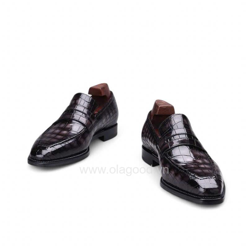 Giày loafer penny da cá sấu nile - Goodyear handmade, lên màu patina - GLPGY0146S - Hình ảnh 5
