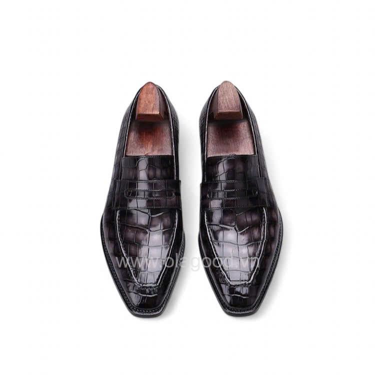 Giày loafer penny da cá sấu nile - Goodyear handmade, lên màu patina - GLPGY0146S - Hình ảnh 4