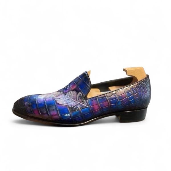 Giày loafer whole cut da cá sấu nile cao cấp - Cấu trúc goodyear handmade - GLWGY0139S - Hình ảnh 5