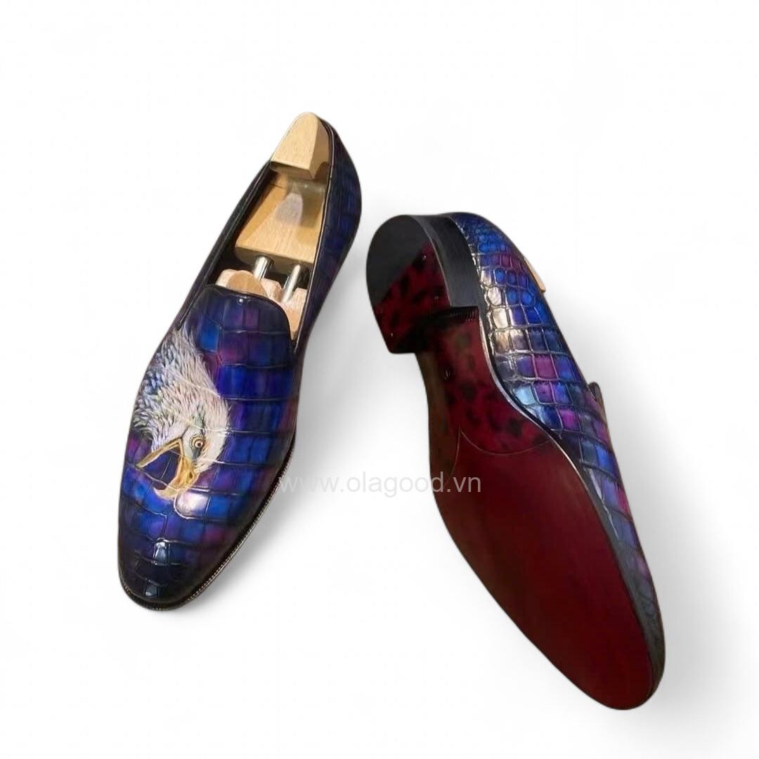 Giày loafer whole cut da cá sấu nile cao cấp - Cấu trúc goodyear handmade - GLWGY0139S - Hình ảnh 6