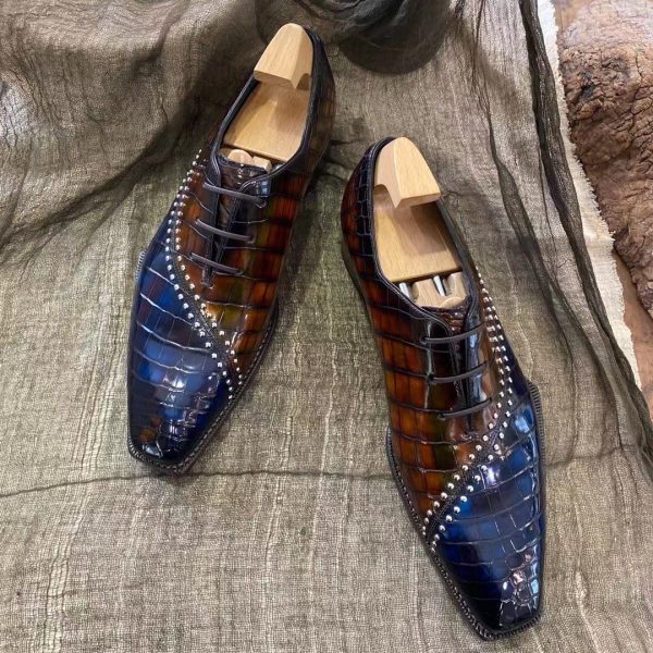 Giày oxford da cá sấu nile cao cấp - Cấu trúc goodyear handmade - GOWGY0141S - Hình ảnh 8
