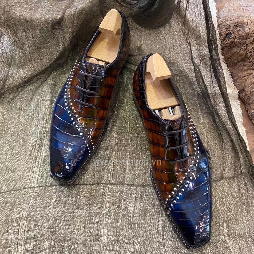 Giày oxford da cá sấu nile cao cấp - Cấu trúc goodyear handmade - GOWGY0141S - Hình ảnh 8