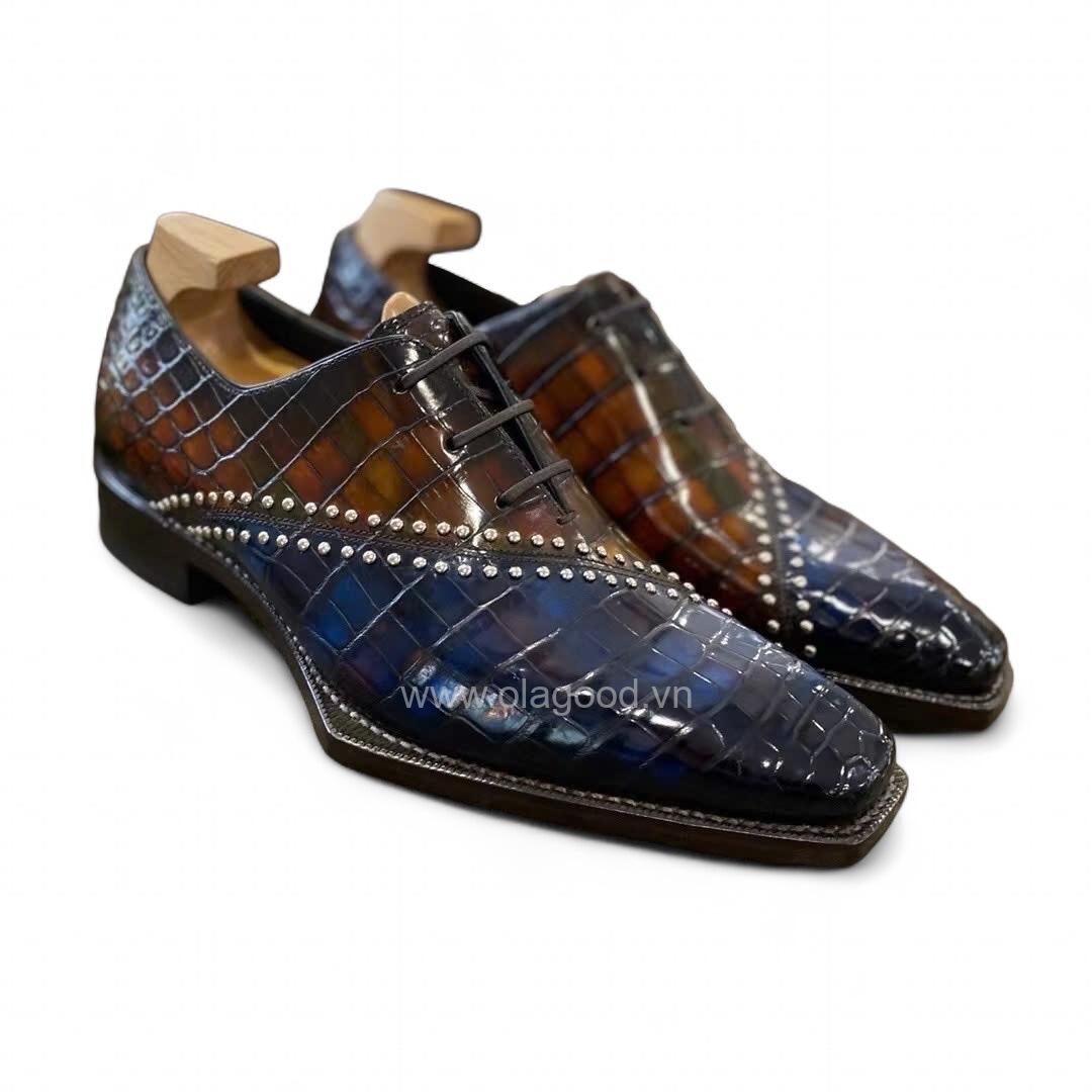 Giày oxford da cá sấu nile cao cấp - Cấu trúc goodyear handmade - GOWGY0141S - Hình ảnh 3