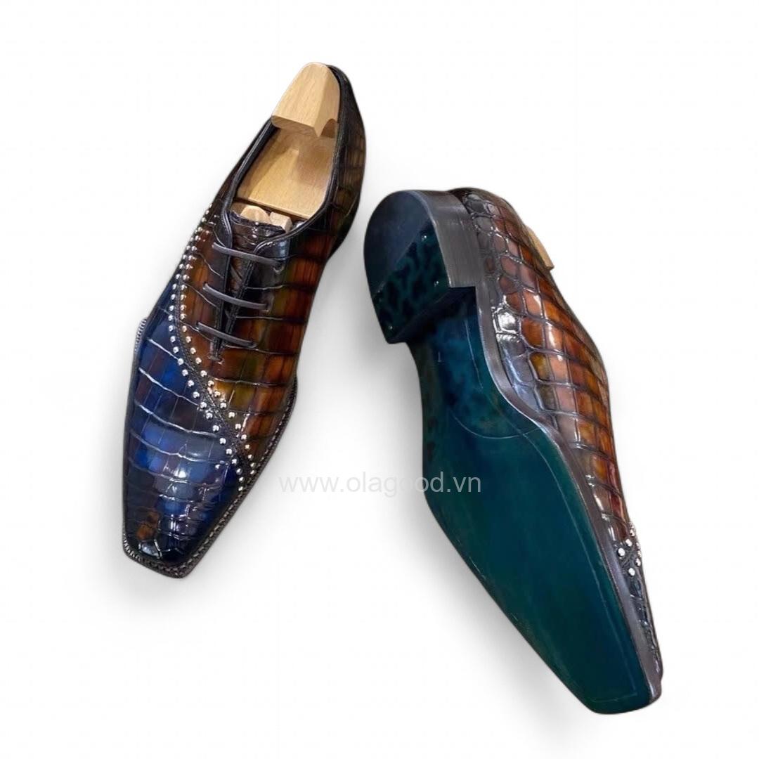 Giày oxford da cá sấu nile cao cấp - Cấu trúc goodyear handmade - GOWGY0141S - Hình ảnh 6