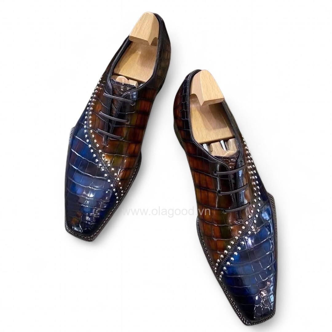 Giày oxford da cá sấu nile cao cấp - Cấu trúc goodyear handmade - GOWGY0141S - Hình ảnh 4